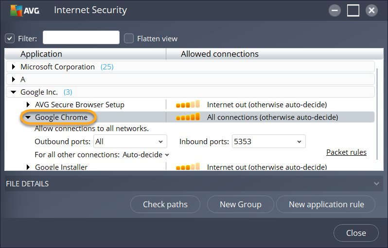 Configurando Las Reglas De Aplicacion Del Cortafuegos Mejorado De Avg Internet Security Avg