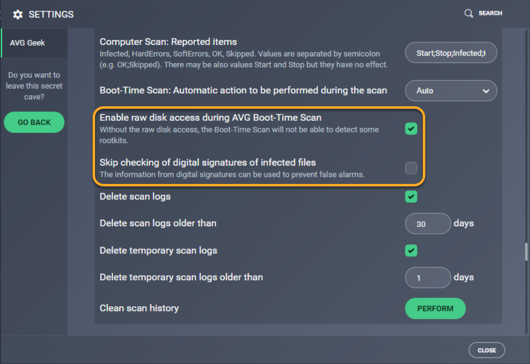 Using The AVG Geek Settings Area In AVG Antivirus | AVG Support