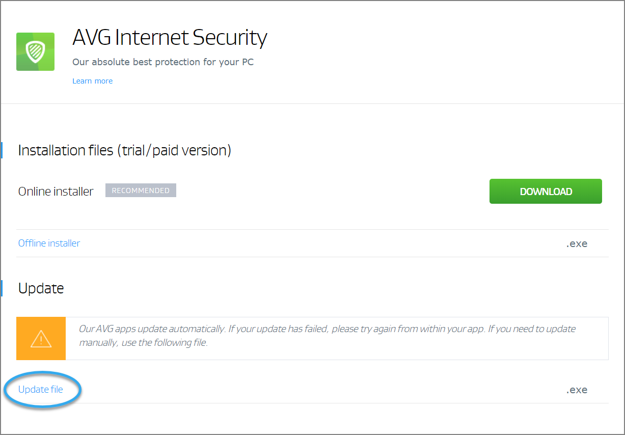 avg virus definitions update failed