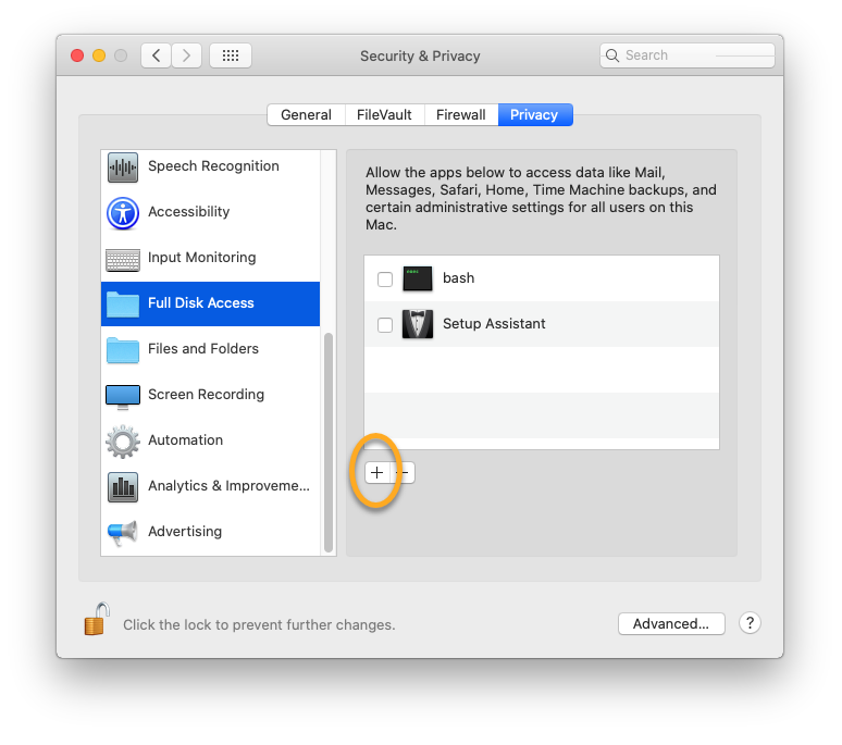 Mac OS 10.15: Conceder o Acesso Total ao Disco