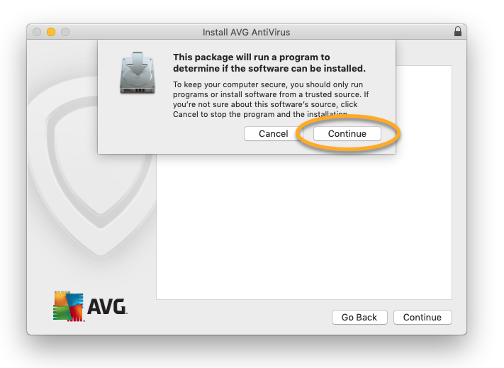 avg for mac install but not running