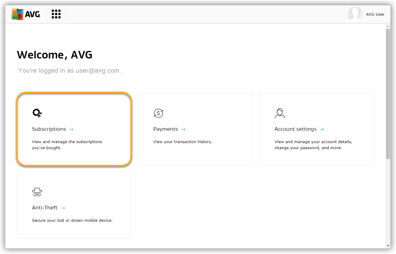 Avg アカウントでのアクティベーション コードの確認 Avg