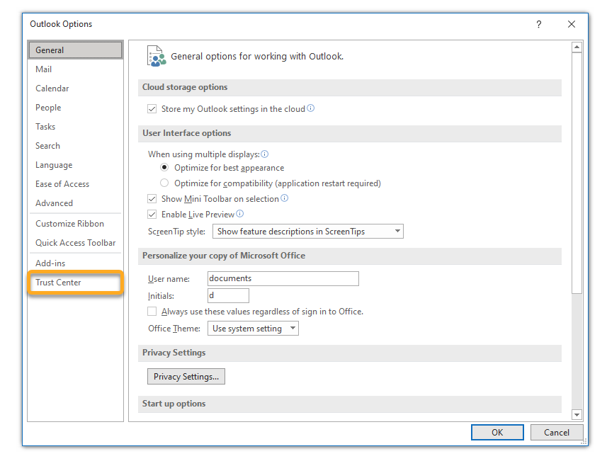 Note if you are using microsoft outlook via the website https outlook live you do not 