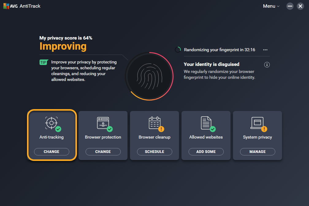 avg anti track blocking internet access