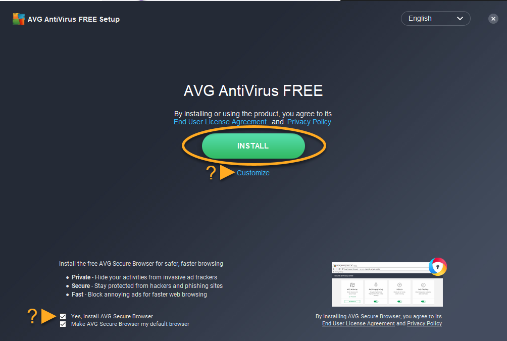Hvordan installerer jeg AVG -gratis virusbeskyttelse?