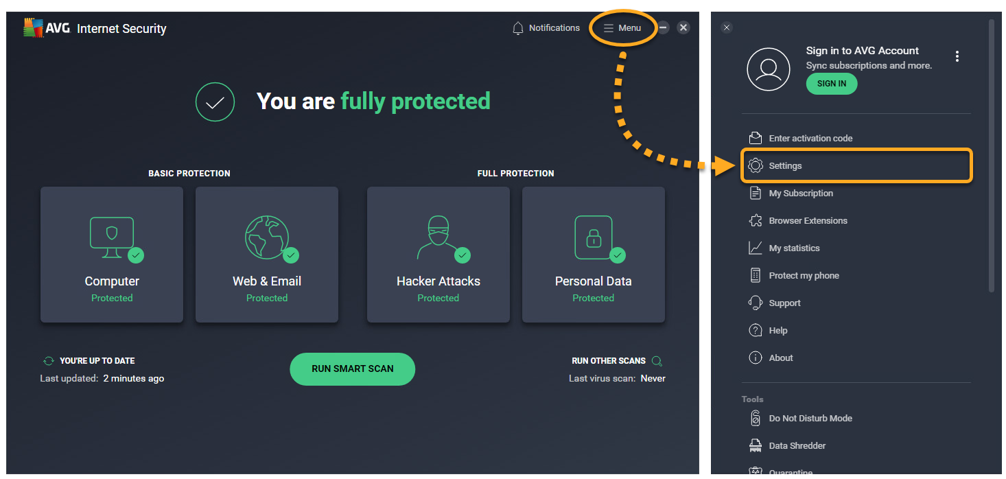 How to use the Blocked &amp; Allowed apps settings screen in AVG 